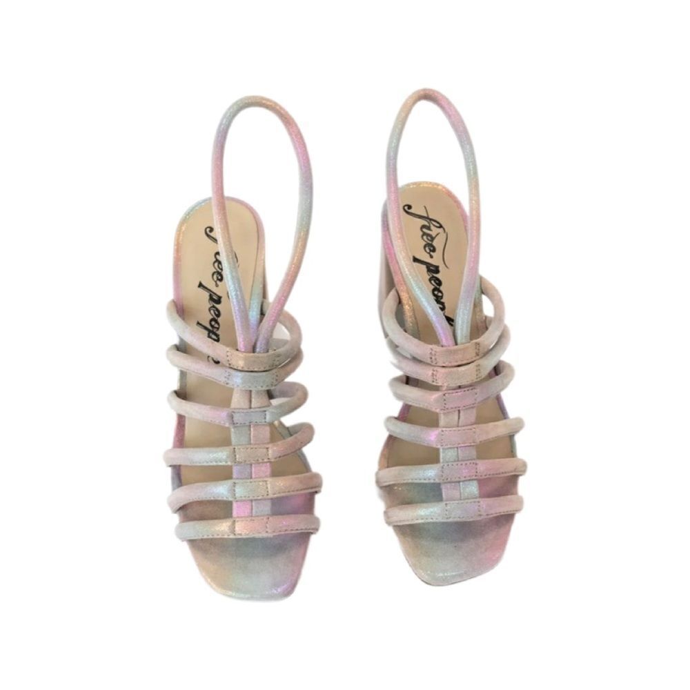 NIB FREE PEOPLE | COLETTE CINCHED HEEL | RAINBOW METALLIC   - Picture 5 of 14